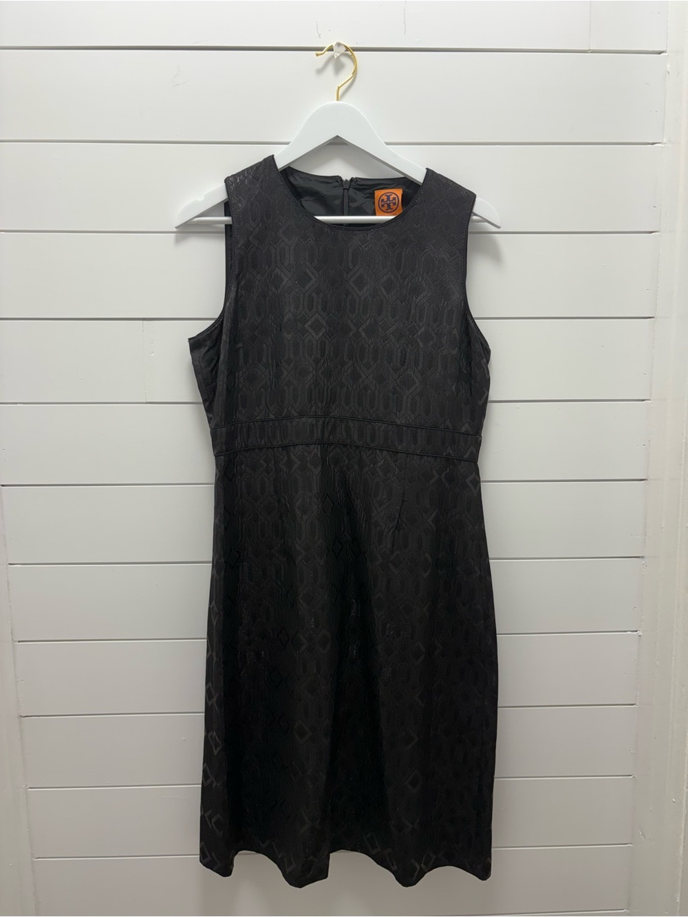 Tory Burch Sleeveless Black Textured Shift Dress